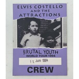 Elvis Costello Backstage Radio Pass Brutal Youth Tour June 11, 1994 Jones Beach